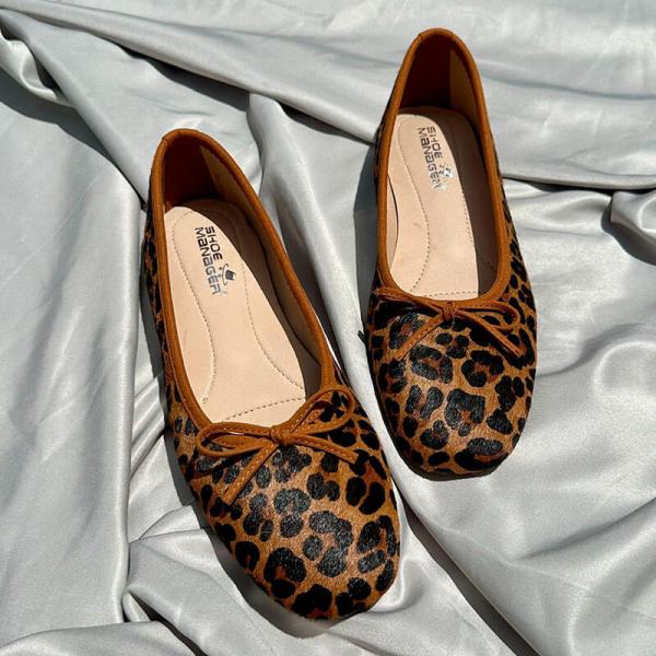Horsehair Bowknot Leopard Flats