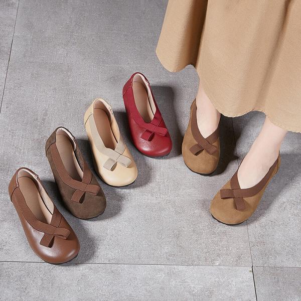 Low Heels Leather Cozy Bowknot Slip-On Shoes