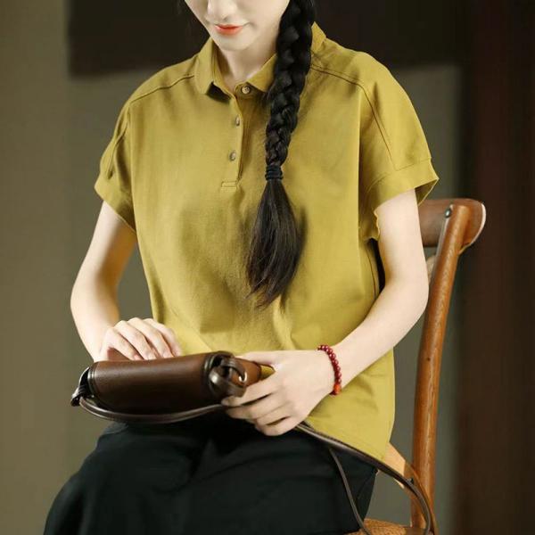 Polo Neck Cotton Sports Yellow Tee