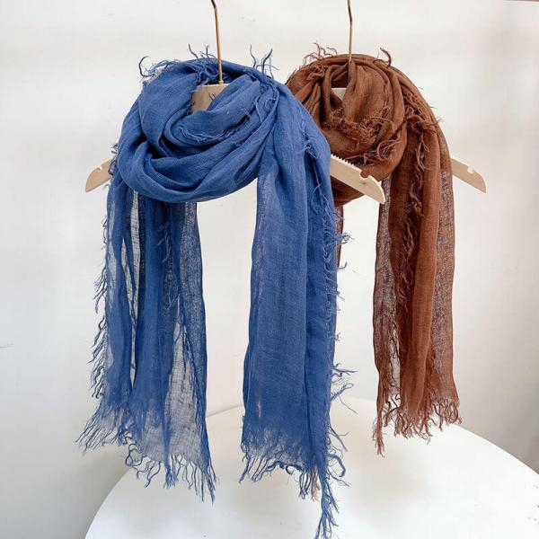 Organic Linen Tassel Plain Scarf