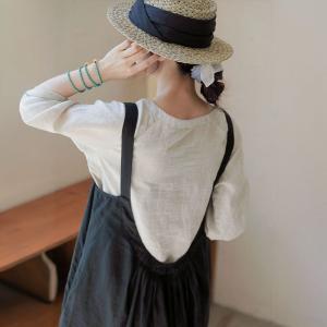 Beach Style Linen Loose Sundress Open Back Holiday Maxi Dress