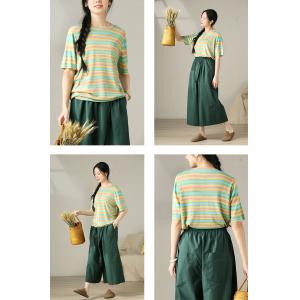 Colorful Chunky Striped Cozy Casual T-shirt