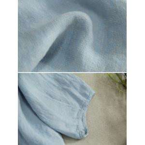 French Chic Pastel Blue Linen Shirt for Women