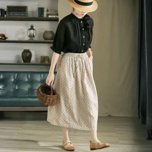 Lace Collar Pleated Ramie Loose Sheer Blouse