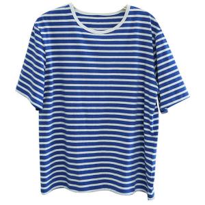 White and Blue Striped Casual Cotton Tee