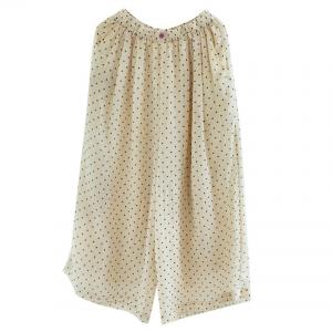 Beach Style Little Dots Ramie Palazzo Pants