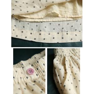 Beach Style Little Dots Ramie Palazzo Pants