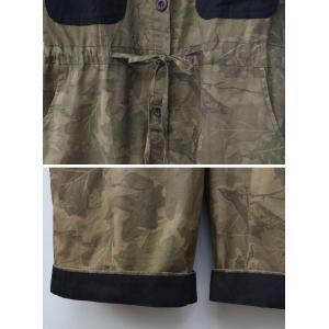 Tied Waist Short Sleeves Leaf Printed Casual Jumpsuits