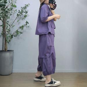 Chinese Frog Buttons Shirt with Plus Size Casual Pants