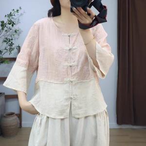 Qipao Style Frog Buttons Embroidery Blouse