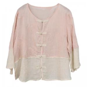 Qipao Style Frog Buttons Embroidery Blouse