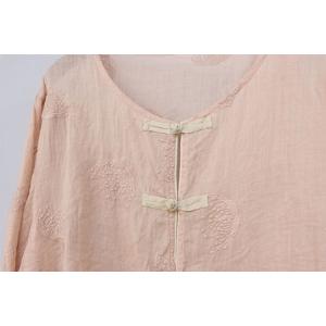 Qipao Style Frog Buttons Embroidery Blouse