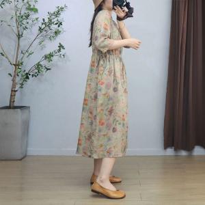Crochet Lace Tied Waist Loose Floral Hawaii Dress