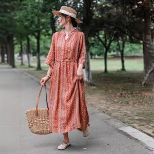 Crochet Lace Tied Waist Loose Floral Hawaii Dress