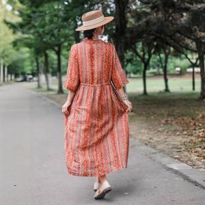 Crochet Lace Tied Waist Loose Floral Hawaii Dress