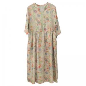 Crochet Lace Tied Waist Loose Floral Hawaii Dress