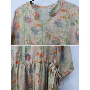 Crochet Lace Tied Waist Loose Floral Hawaii Dress