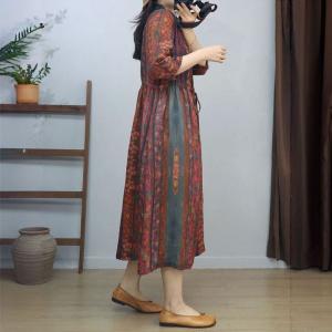 Peter Pan Collar Floral Tied Waist Beach Dress