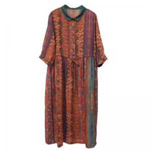 Peter Pan Collar Floral Tied Waist Beach Dress