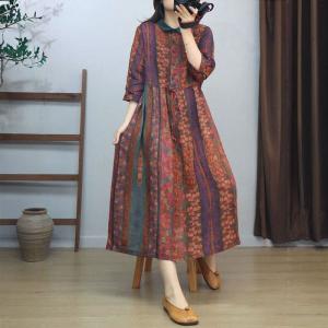 Peter Pan Collar Floral Tied Waist Beach Dress