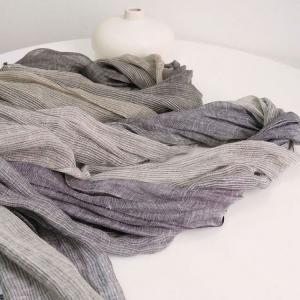 Pinstriped Linen Fringed Multi-Colored Scarf