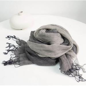 Pinstriped Linen Fringed Multi-Colored Scarf
