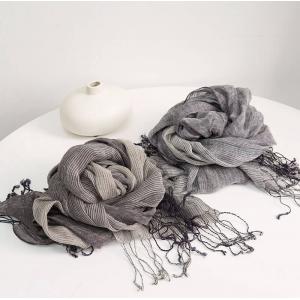 Pinstriped Linen Fringed Multi-Colored Scarf