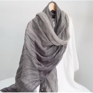 Pinstriped Linen Fringed Multi-Colored Scarf