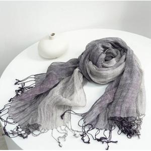 Pinstriped Linen Fringed Multi-Colored Scarf