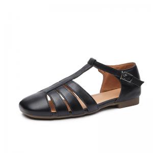 T-Strap Leather Summer Flat Gladiator Sandals