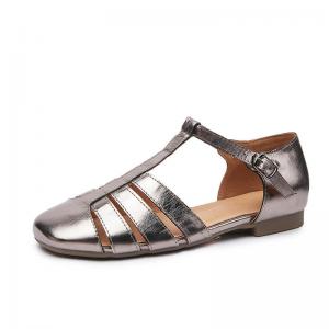 T-Strap Leather Summer Flat Gladiator Sandals