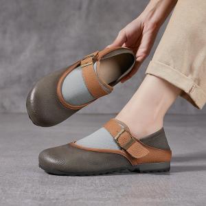 Lazy Day Contrast Colors Buckle Comfy Working Flats