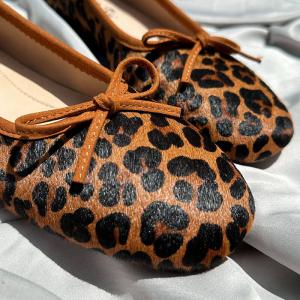 Horsehair Bowknot Leopard Flats
