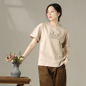 Casual Oversized Bottles Embroidered T-shirt