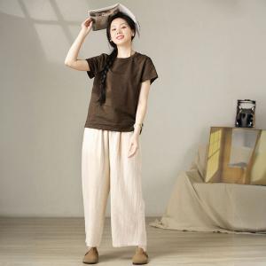 Girl Character Embroidery Cotton T-shirt