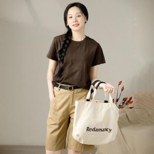 Girl Character Embroidery Cotton T-shirt