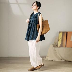 Loose-Fit Sleeveless Gingham Tunic Vest