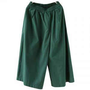 Dark Green Cotton Wide Leg Comfy Pants