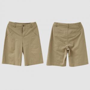 Straight Leg Cotton Khaki Bermuda Shorts