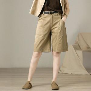 Straight Leg Cotton Khaki Bermuda Shorts