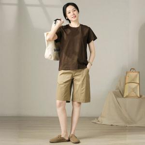 Straight Leg Cotton Khaki Bermuda Shorts