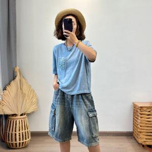 Summer Flap Pocket High Rise Wide Leg Jorts