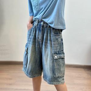 Summer Flap Pocket High Rise Wide Leg Jorts