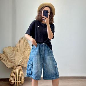 Empire Waist Wide Leg Casual Cargo Jorts