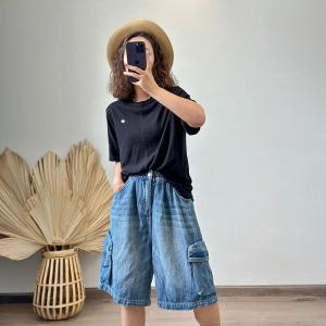 Empire Waist Wide Leg Casual Cargo Jorts