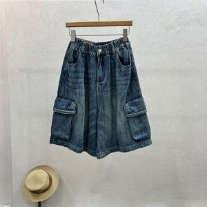 Empire Waist Wide Leg Casual Cargo Jorts