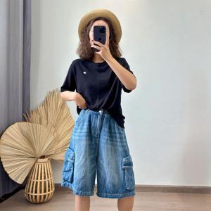Empire Waist Wide Leg Casual Cargo Jorts