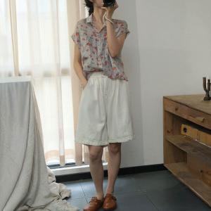 Pastel Colors Wide Leg Denim Shorts