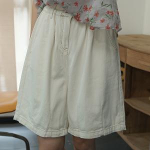 Pastel Colors Wide Leg Denim Shorts