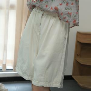 Pastel Colors Wide Leg Denim Shorts